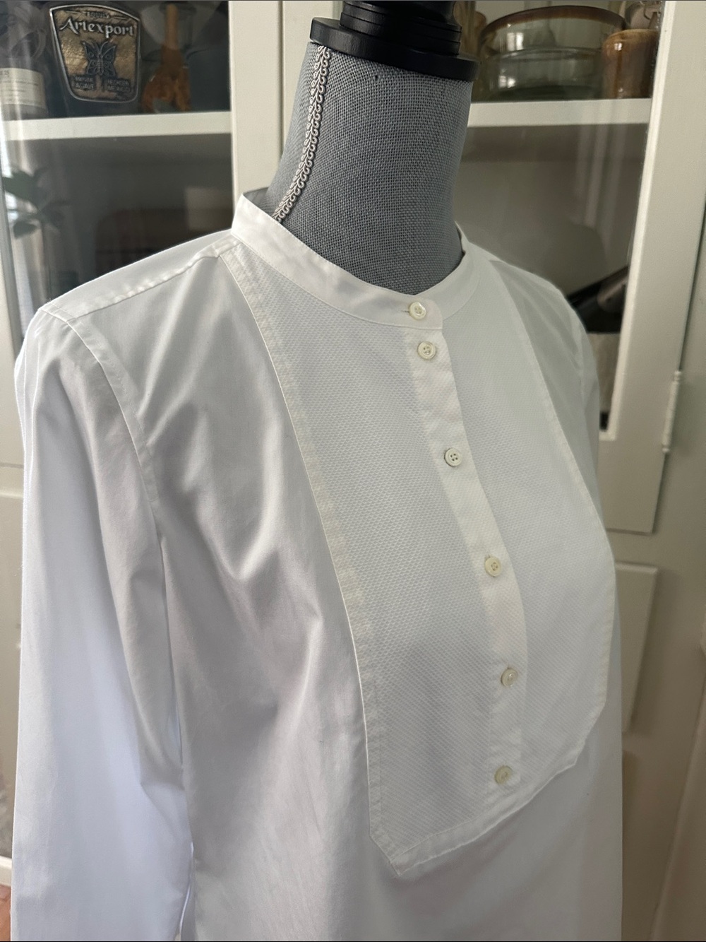 J Crew White Tuxedo Button-Front Bib Tunic Top Shirt Blouse popover 10 M - Picture 5 of 12